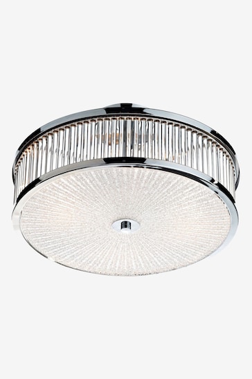 Dar Lighting Chrome Aramis 3 Light Glass Flush Ceiling Light