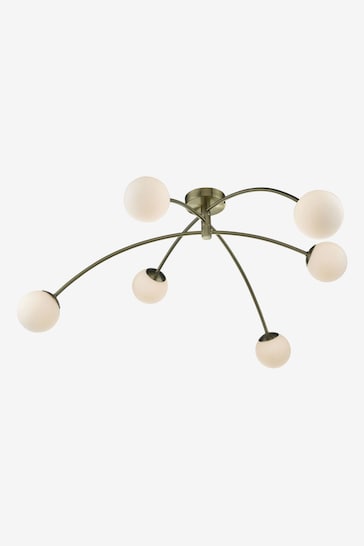 Dar Lighting Brass Puglia 6 Light Semi Flush Ceiling Light