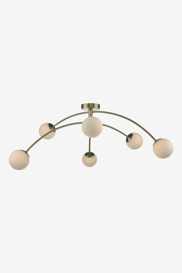 Dar Lighting Brass Puglia 6 Light Semi Flush Ceiling Light