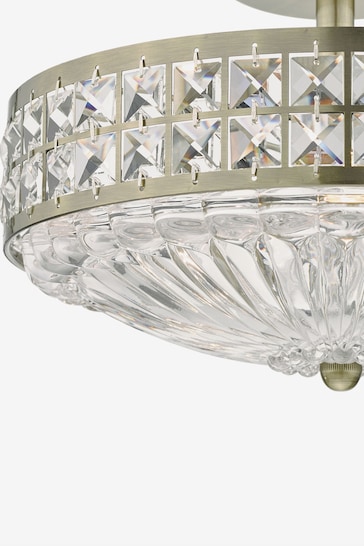 Dar Lighting Brass Olona 3L Light Semi Flush Ceiling Light