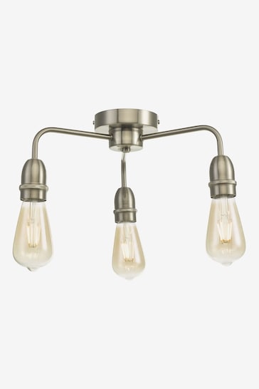 Dar Lighting Chrome Kiefer 3 Light Flush Ceiling Light