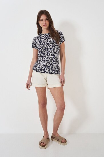Crew Clothing Company Blue Printed Jersey Top