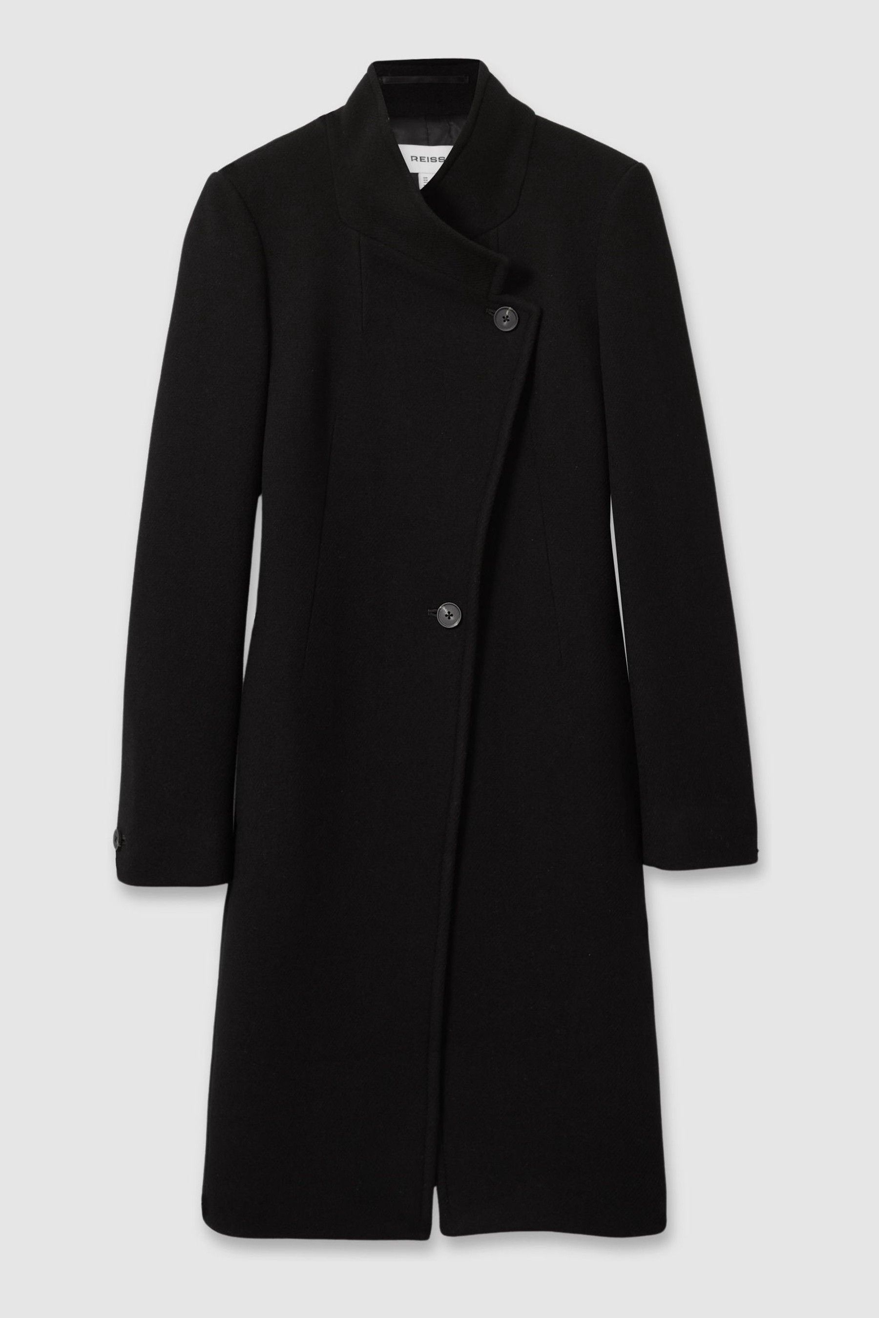 Buy Reiss Black Maude Wool Blend Longline Double Breasted Coat from the Next UK online shop