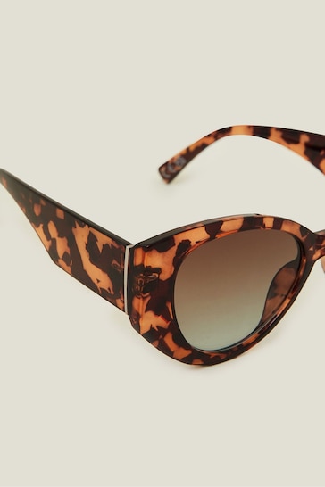 Accessorize Brown Crystal Tortoiseshell Cateye Sunglasses