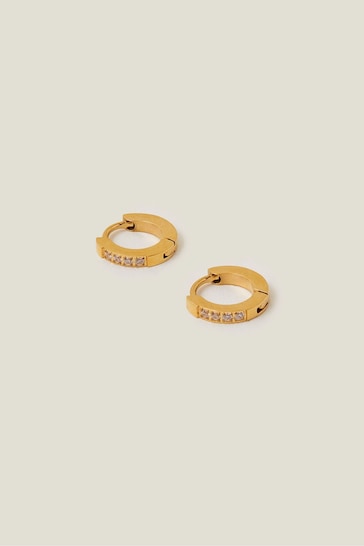 Accessorize Gold Tone Stainless Steel Sparkle Hoops