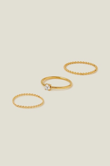 Accessorize Gold Tone Stainless Steel Rings 3 Pack