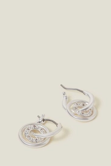 Accessorize Sterling Silver Plated Circle Charm Hoops