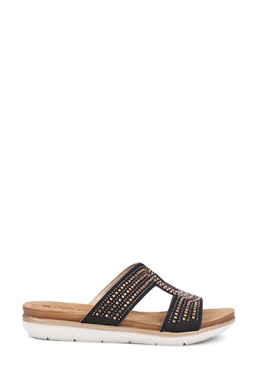 Pavers Slip On Mule Black Sandals