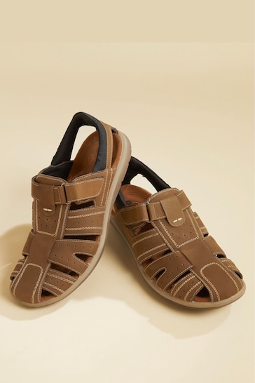 Pavers Brown Pavers Leather Touch Fastening Brown Sandals