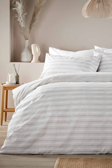 Vantona Natural Boucle Stripe Duvet Cover Set