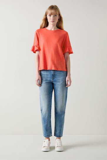 LK Bennett Gene Red Frill T Shirt