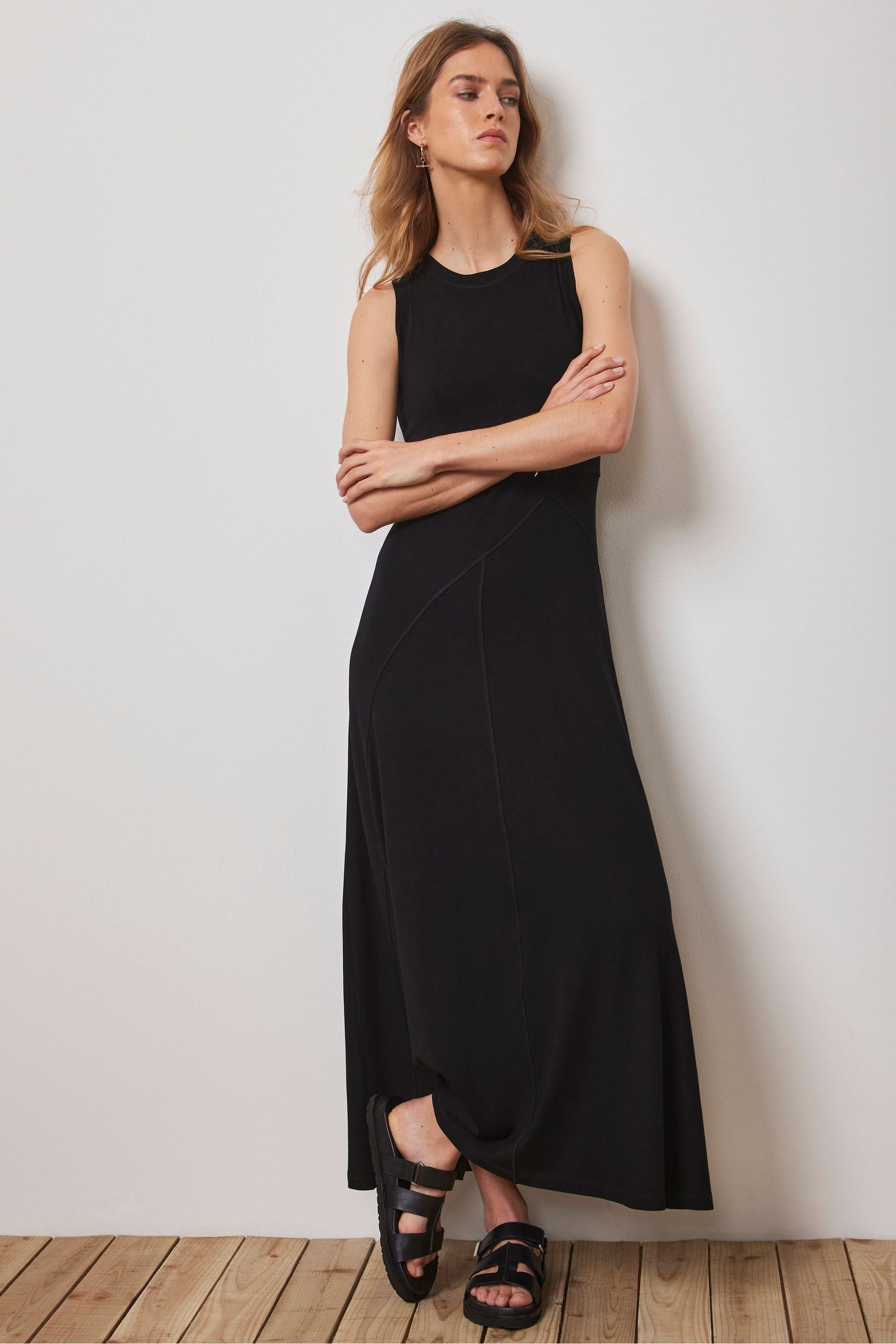 Black jersey maxi dress uk cheap