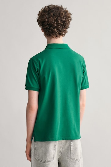 GANT Green Teens Contrast Piqué Polo Shirt