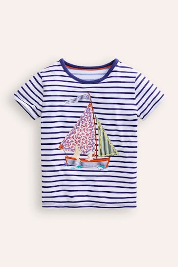 Boden Blue Boat Short Sleeve Appliqué T-Shirt