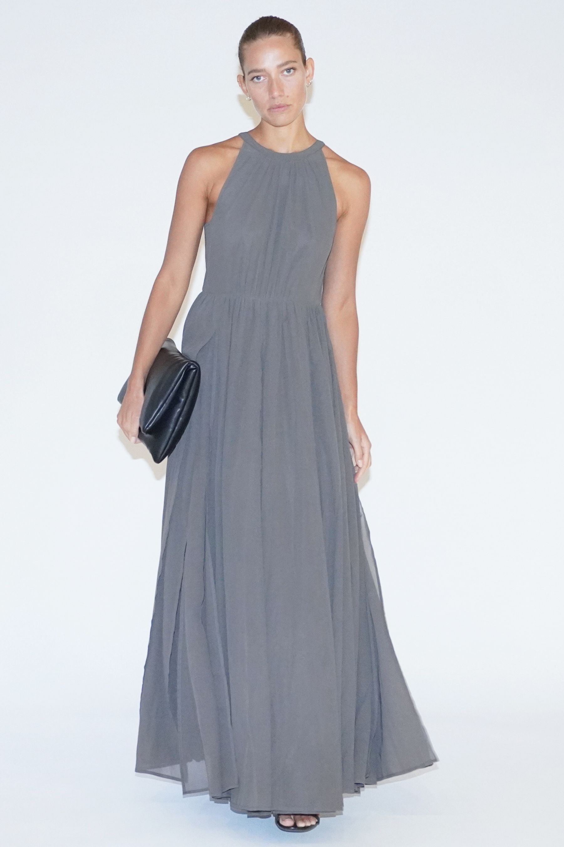 Grey halter neck maxi dress store