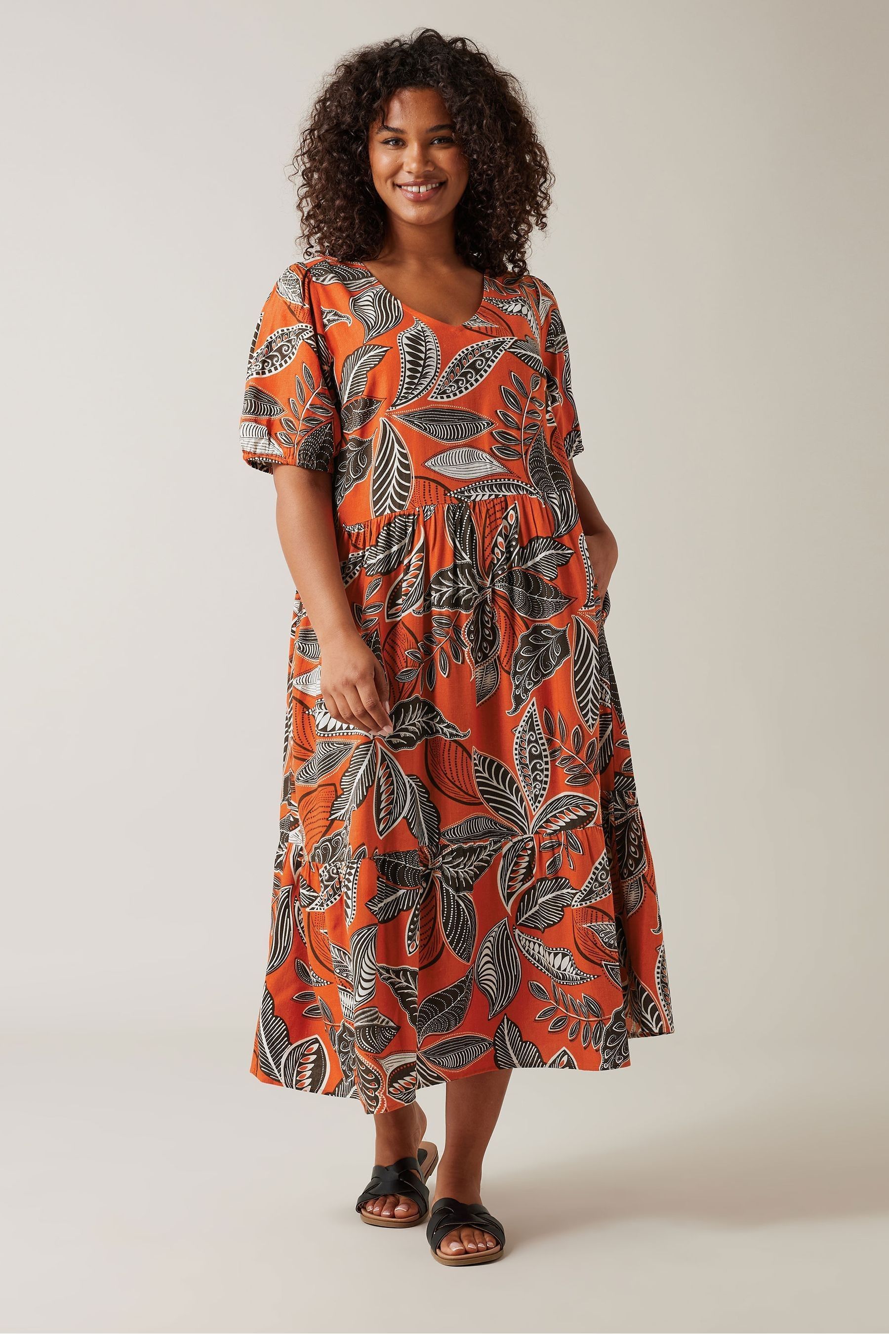 Buy Evans Curve Tropical Print Linen Dress from the Next UK online shop