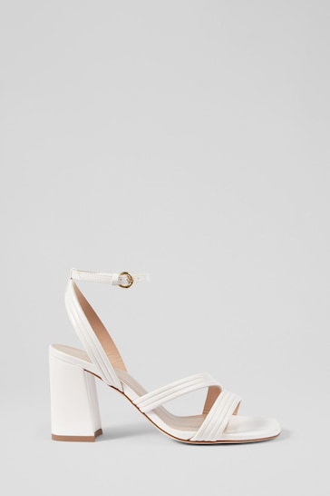 LK Bennett Natural Edita Pearl Strap Block Heels