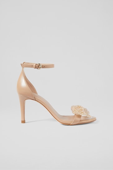 LK Bennett Natural Cristabel Sparkle Bow In Trench Sandals