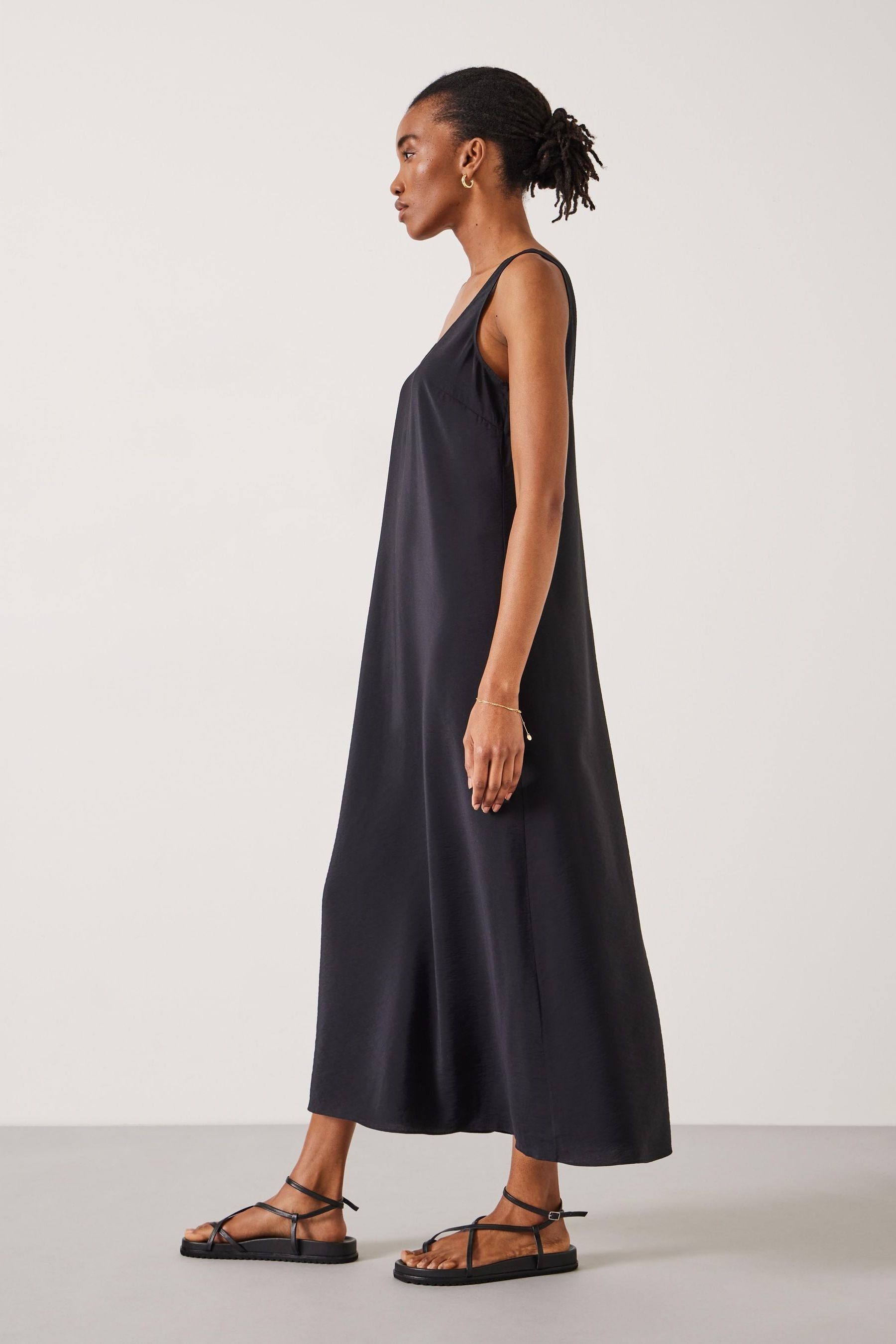 Hush Black Sophie Scoop Neck 100 Cotton Maxi Dress