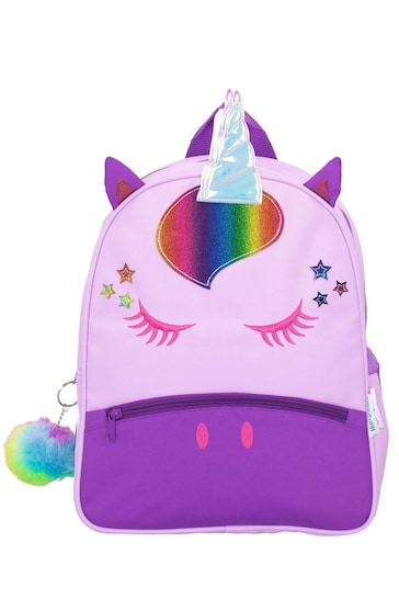 Harry Bear Purple Unicorn Backpack with Pom Pom Keyring