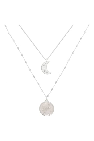 Caramel Jewellery London Silver Tone Constellation White Quartz Layered Necklace