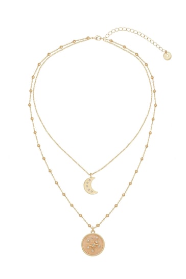 Caramel Jewellery London Gold Tone 'Constellation' Rose Quartz Layered Necklace