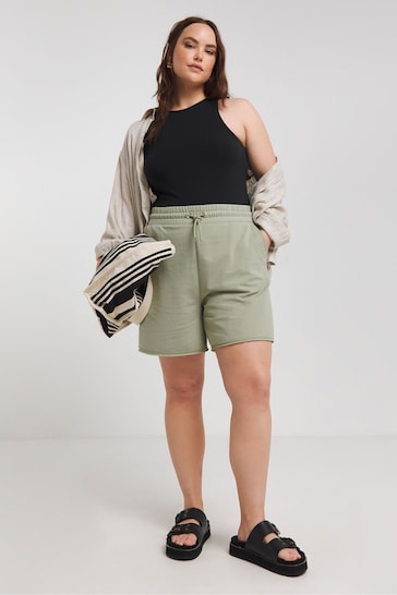 Simply Be Green Distressed Shorts