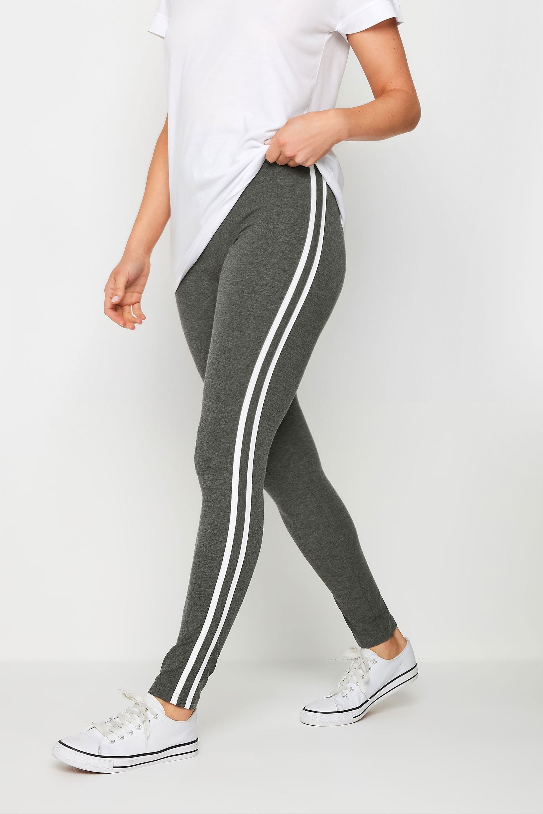 Grey side stripe leggings shop