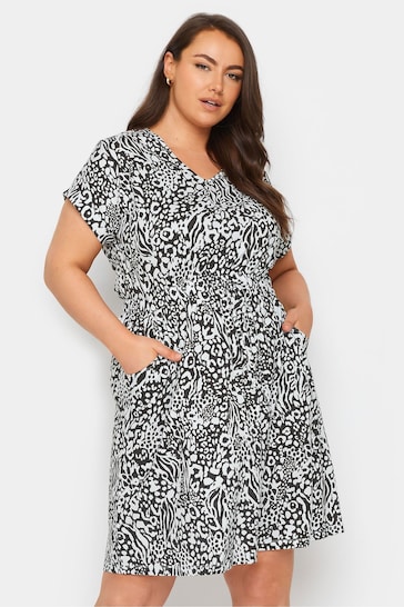 Yours Curve Black T-Shirt Drawcord Dress