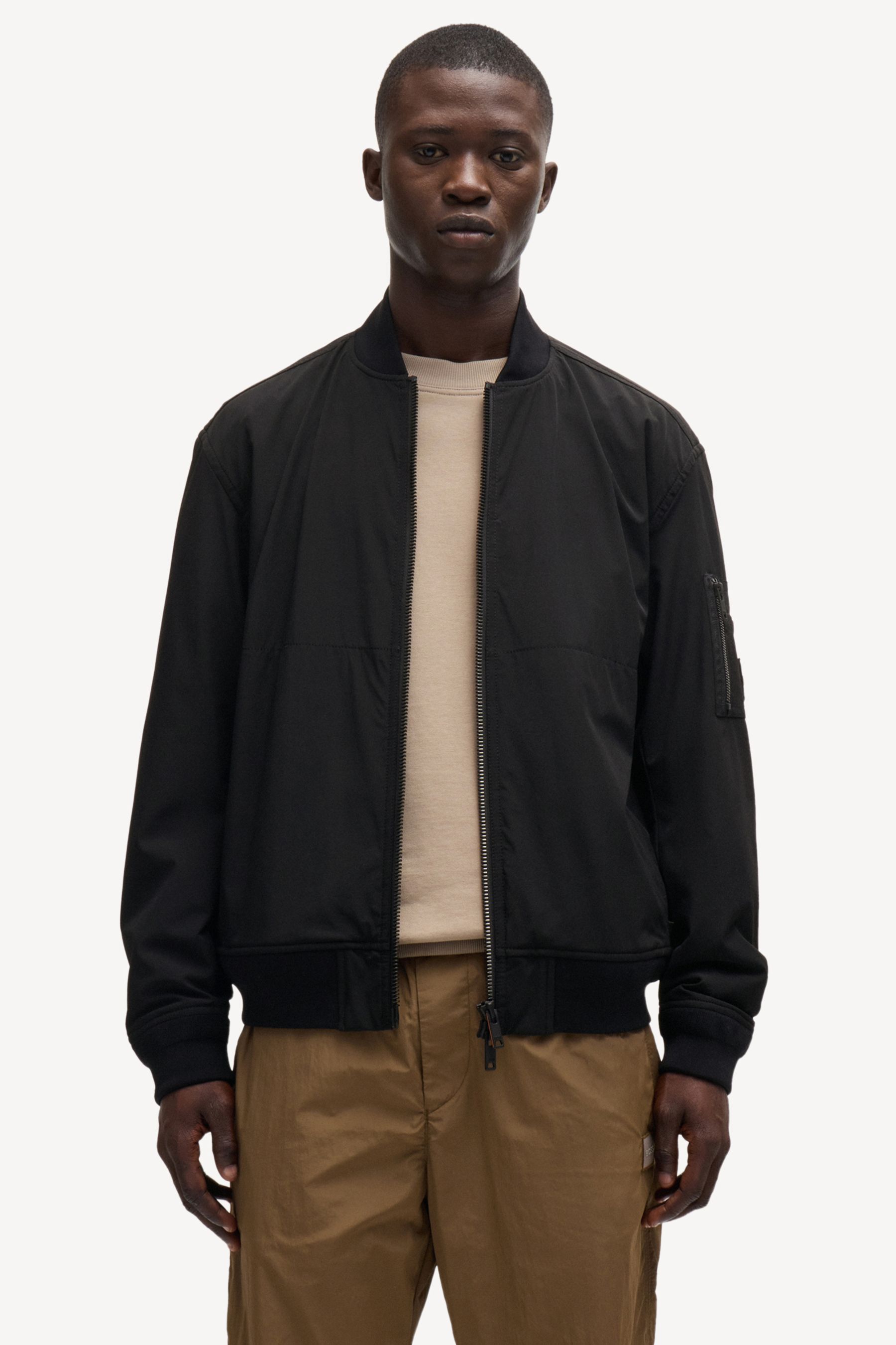 Buy BOSS Black Water Repellent Jacket With Zipped Sleeve Pocket from the Next UK online shop