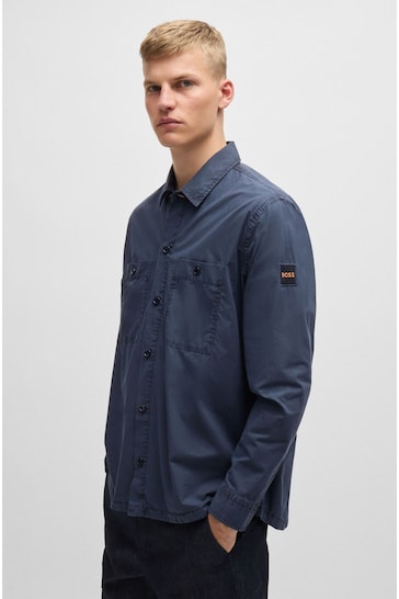 BOSS Blue Oversized-Fit Overshirt In 100% Cotton Poplin