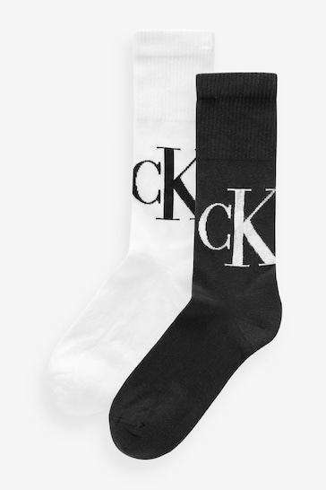 Calvin Klein White Mens Logo Socks 2 Pack