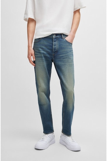 HUGO Tapered-Fit Blue Jeans In Tinted Denim