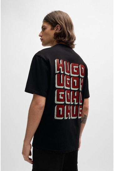 HUGO Logo Print T-Shirt In Cotton Jersey