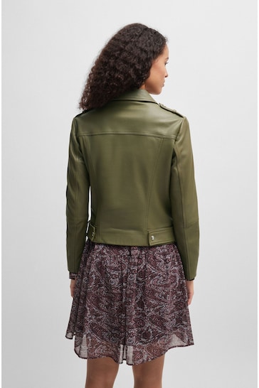 BOSS Green Buckled-Belt Jacket In Nappa Leather