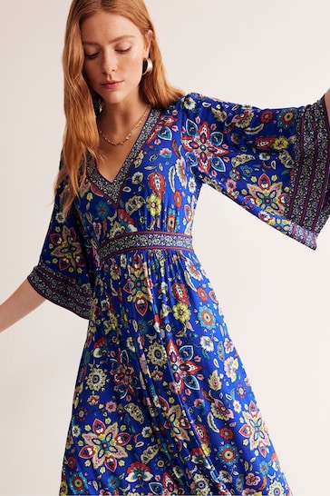 Boden Blue Petite Kimono Jersey Maxi Dress