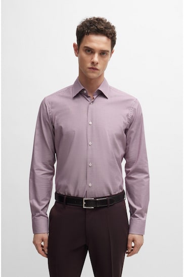 BOSS Red Regular-Fit Houndstooth Shirt In Easy-Iron Stretch Cotton