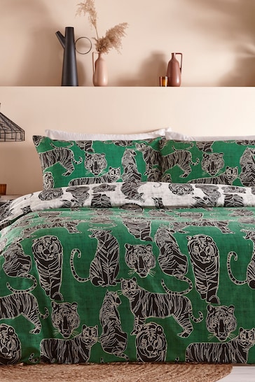 Furn Jungle Green Wildcat Animal Duvet Cover Set