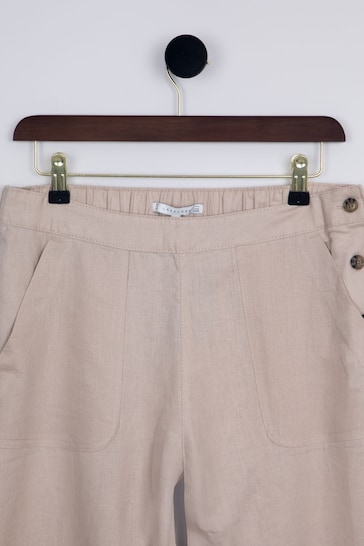 Lakeland Leather Nude Clothing Sia Linen Blend Cropped Trousers
