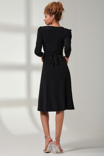 Jolie Moi Black Plain Long Sleeve Jersey Midi Dress