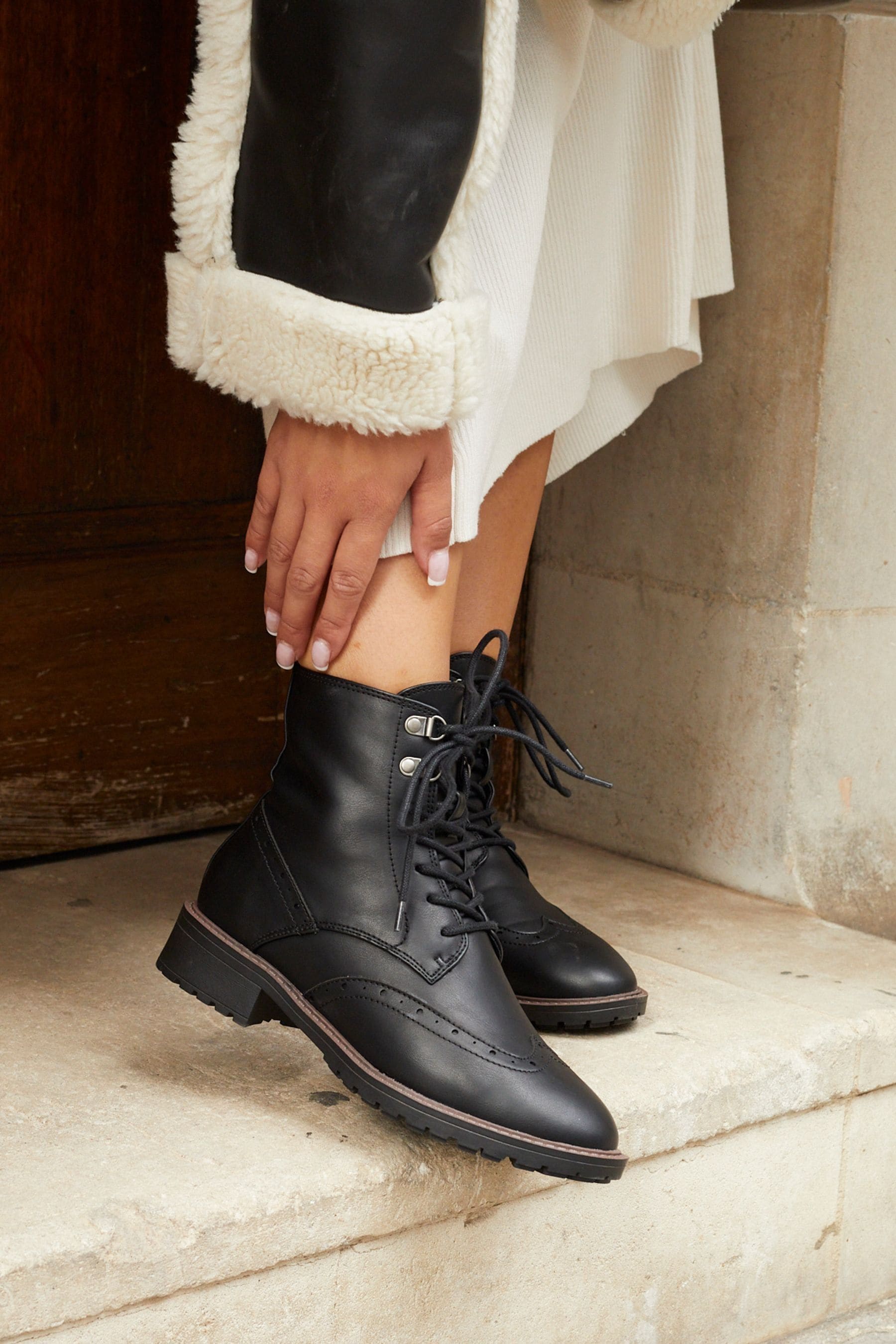 Women's lace up biker boots cheap