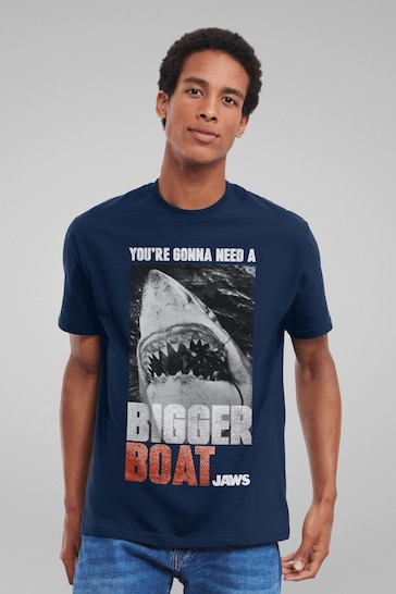 All + Every Blue Mens Jaws Bigger Boat Cinematic Scene T-Shirt