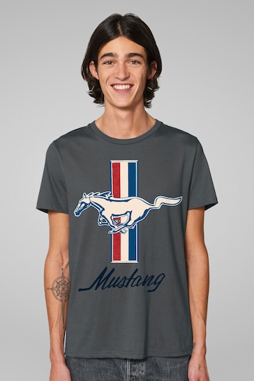 All + Every Grey Mens Ford Mustang Horse T-Shirt