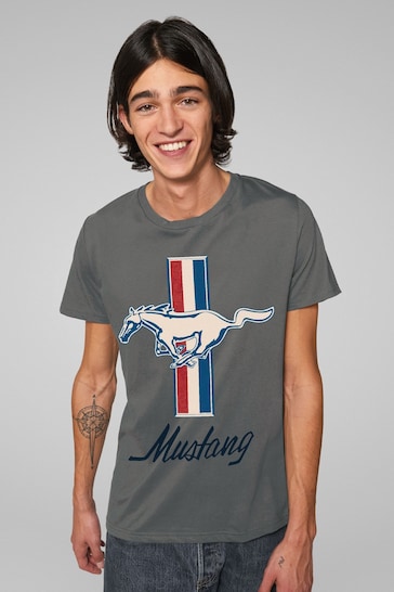 All + Every Grey Mens Ford Mustang Horse T-Shirt