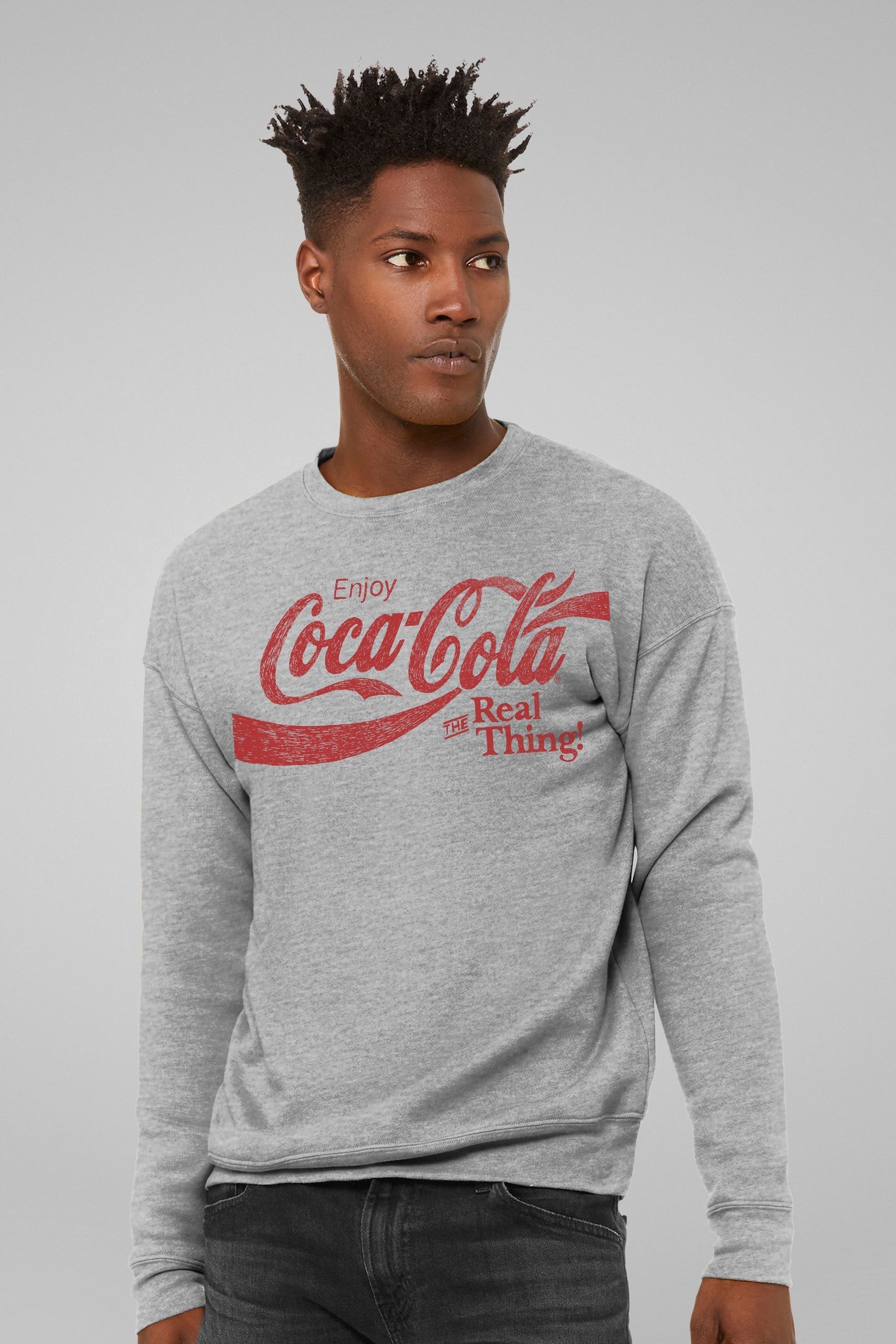 All Every Grey Mens Coca Cola The Real Thing Sweatshirt