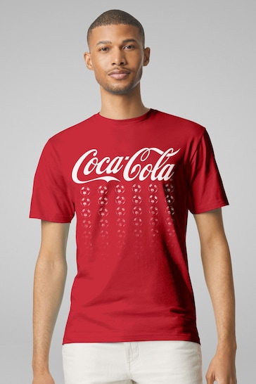 All + Every Red Mens Official Coca Cola Football Multi Balls T-Shirt