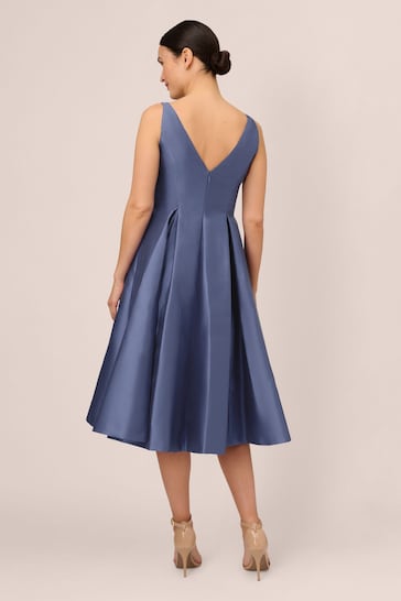 Adrianna Papell Blue Sleeveless Tea Length Dress