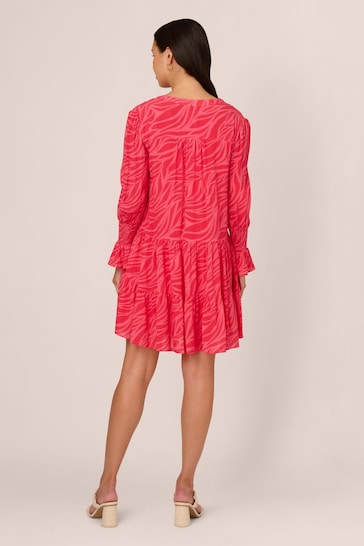 Adrianna Papell Pink Print Tier Dress