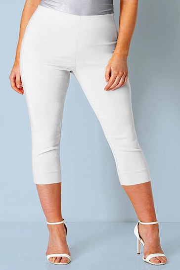 Roman White Cropped Stretch Trousers