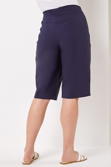 Roman Blue Knee Length Stretch Shorts
